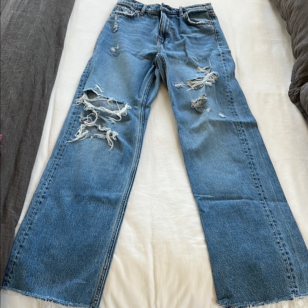 Zara high waisted Distressed Blue Jeans size 4
